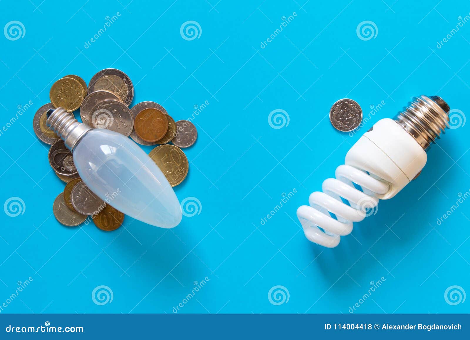 Energysaving Lamp Vs. Incandescent Lamp . Make a Choice Stock Photo Image of lightbulb