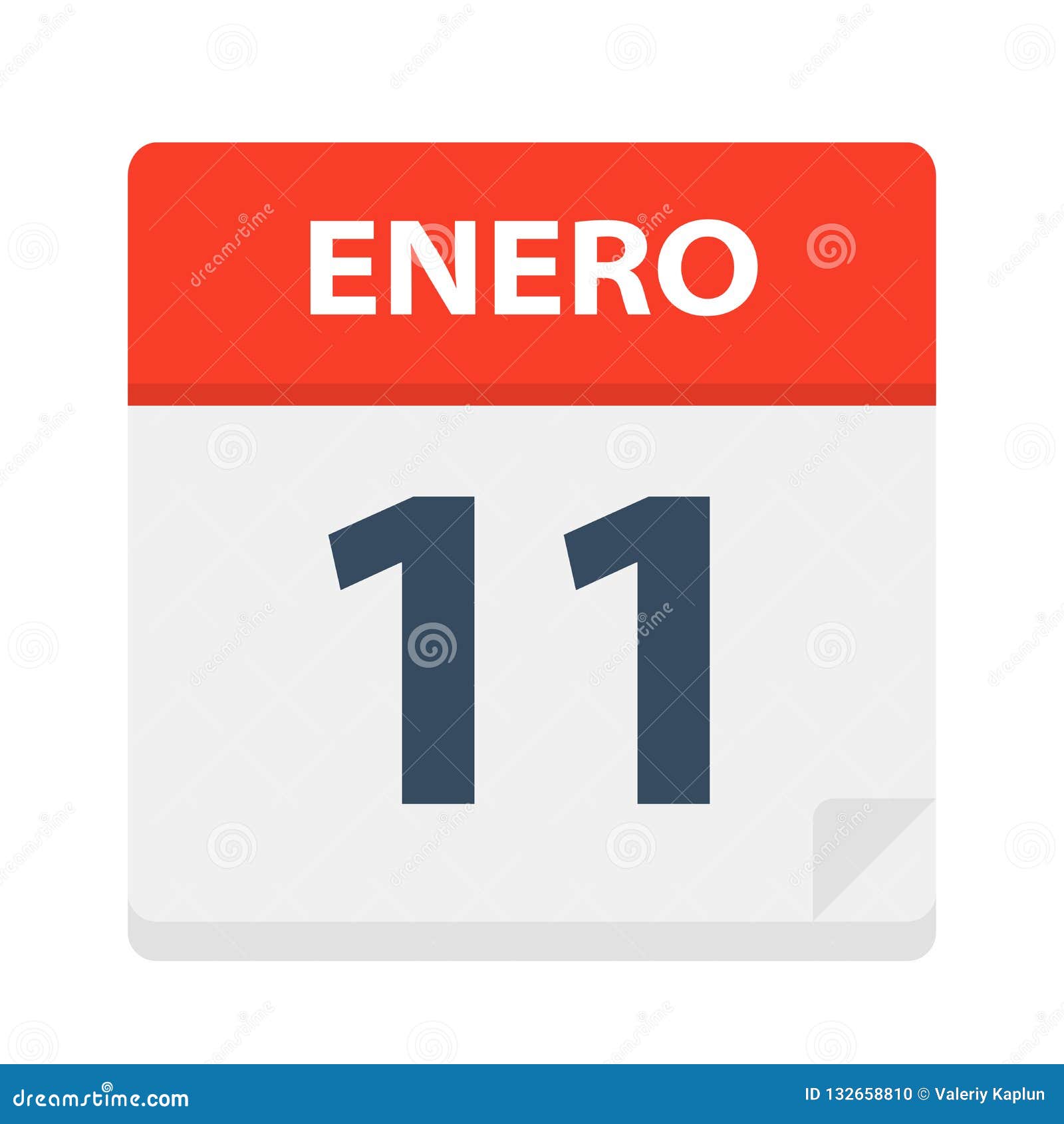 enero 11 - calendar icon - january 11.   of spanish calendar leaf