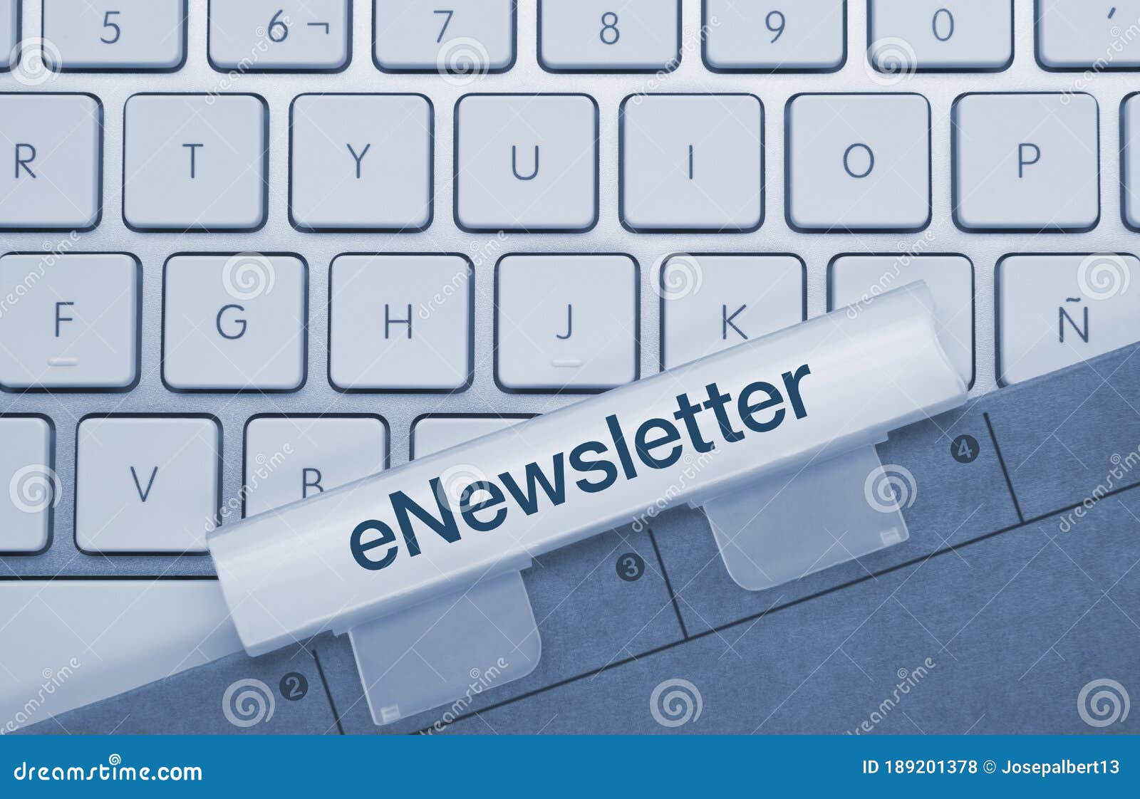 enewsletter - inscription on blue keyboard key