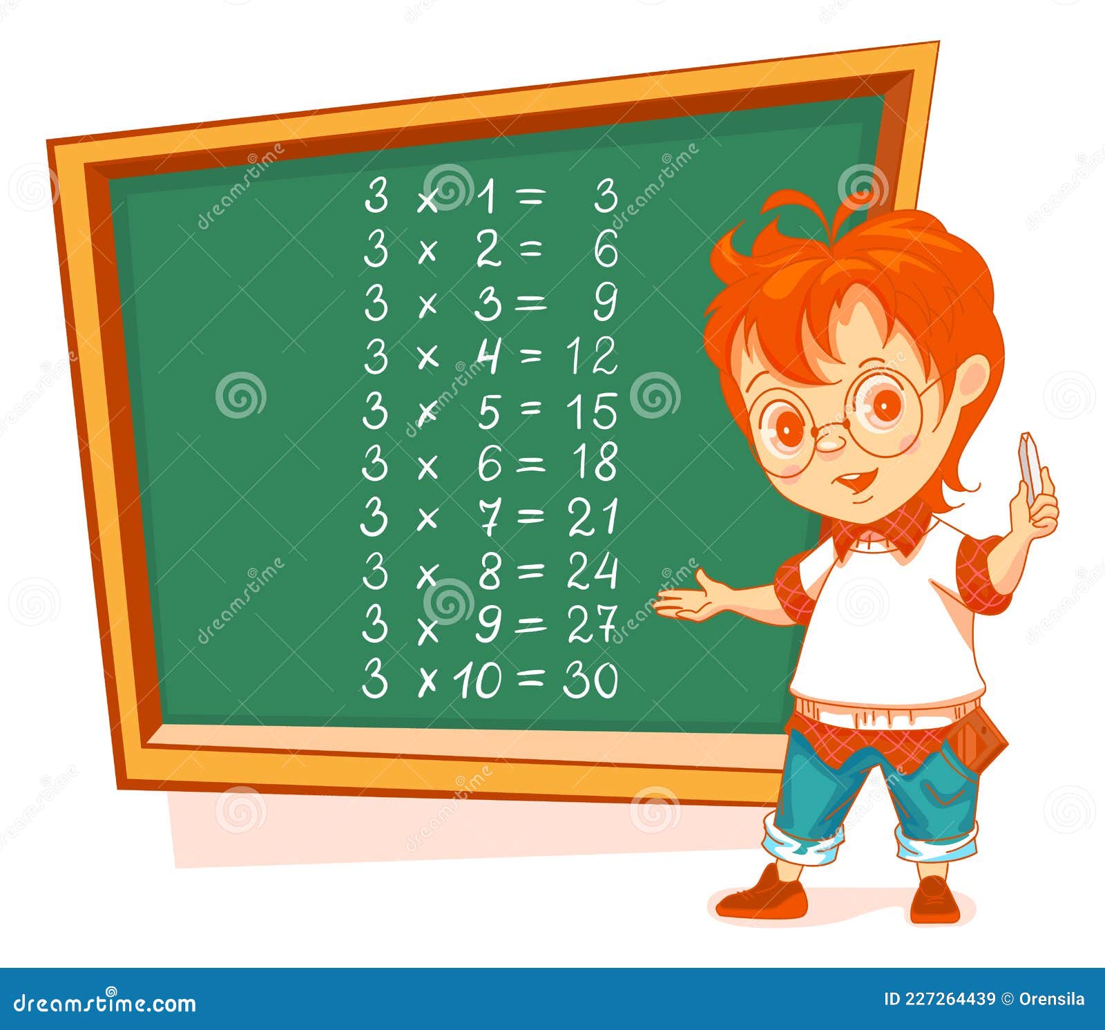 Enfant élève écrire Tableau De Multiplication 3 Sur Tableau De Bord.  Enseignement De Mathématiques Illustration de Vecteur - Illustration du  septembre, panneau: 227264439