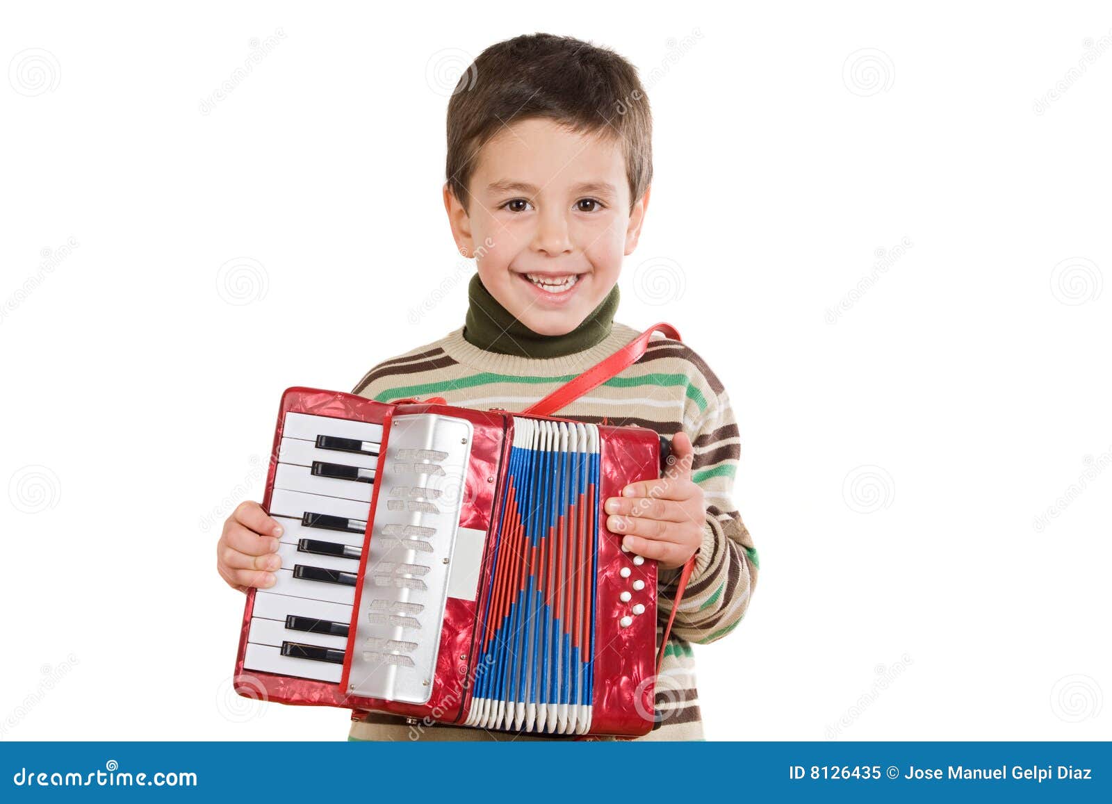 Enfant Adorable Jouant L'accordéon Rouge Image stock - Image du mignon,  heureux: 8126435