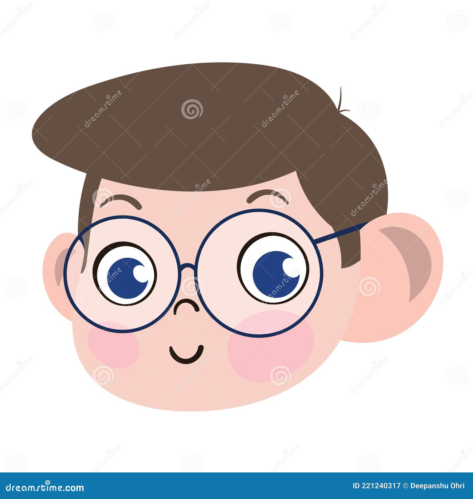 Garçon Souriant Enfant Heureux Enfant Visage Dessin Animé Vector