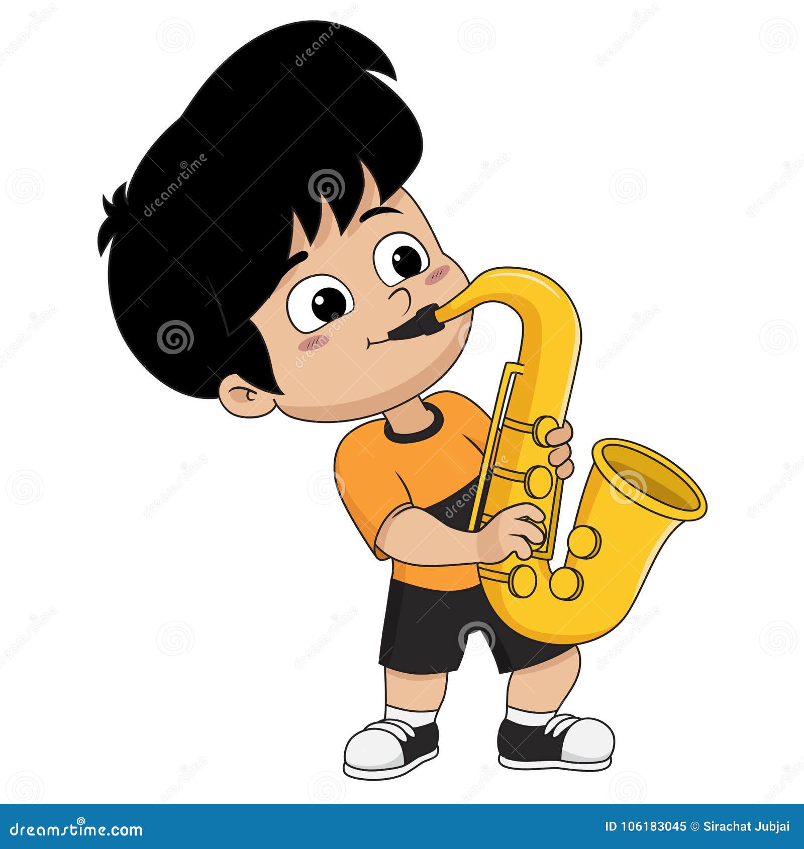 Enfant Jouant Le Saxophone Vecteur Et Illustration Illustration de Vecteur  - Illustration du isolement, rendement: 106183045