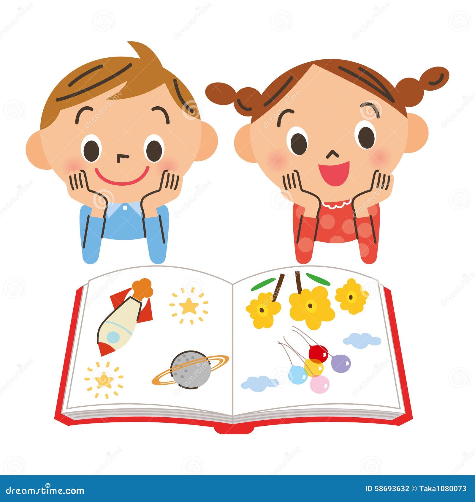 Enfant qui lit un livre illustration de vecteur. Illustration du