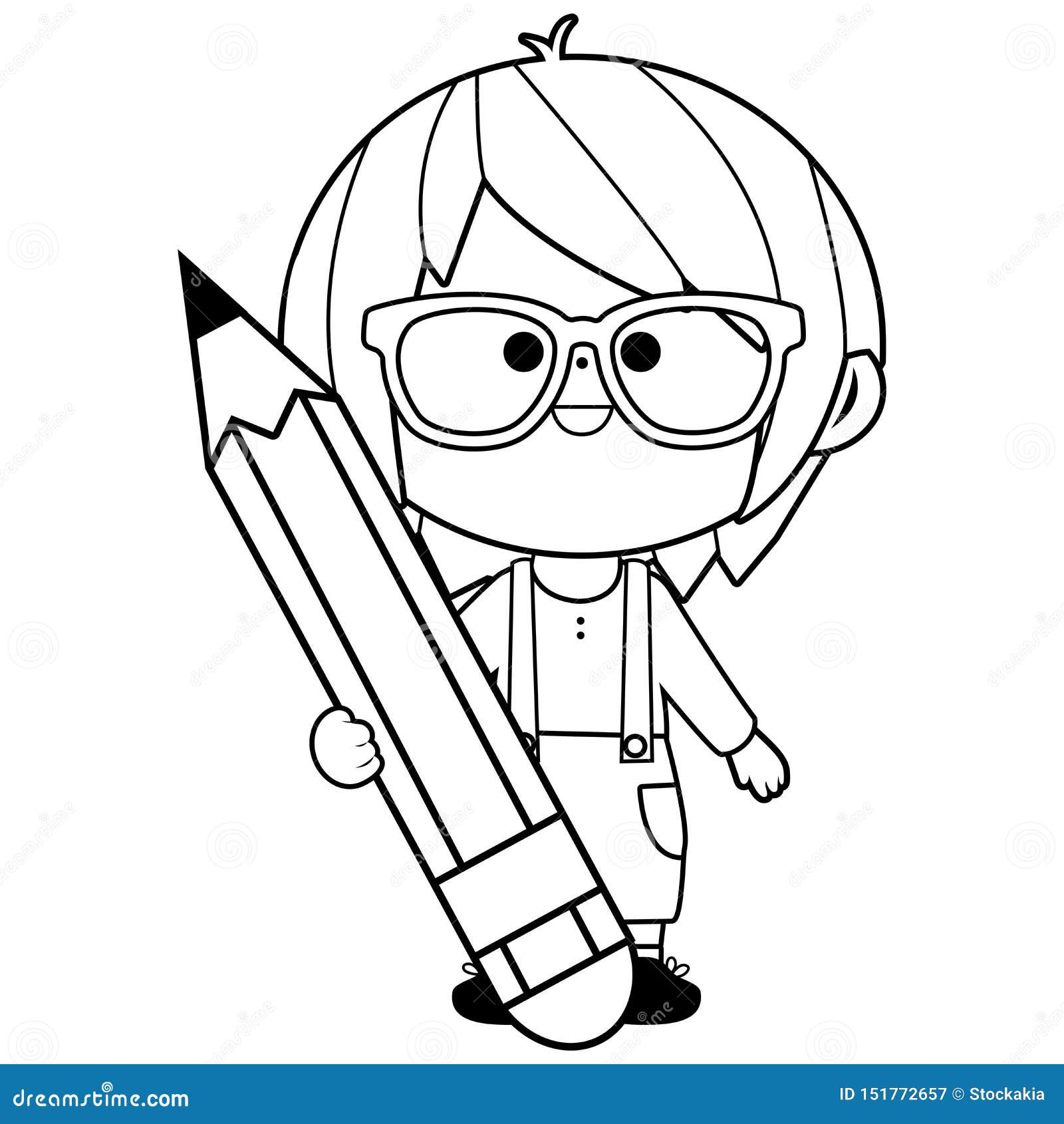 Dessin Animé Petit Garçon Tenant Un Cahier Et Un Crayon