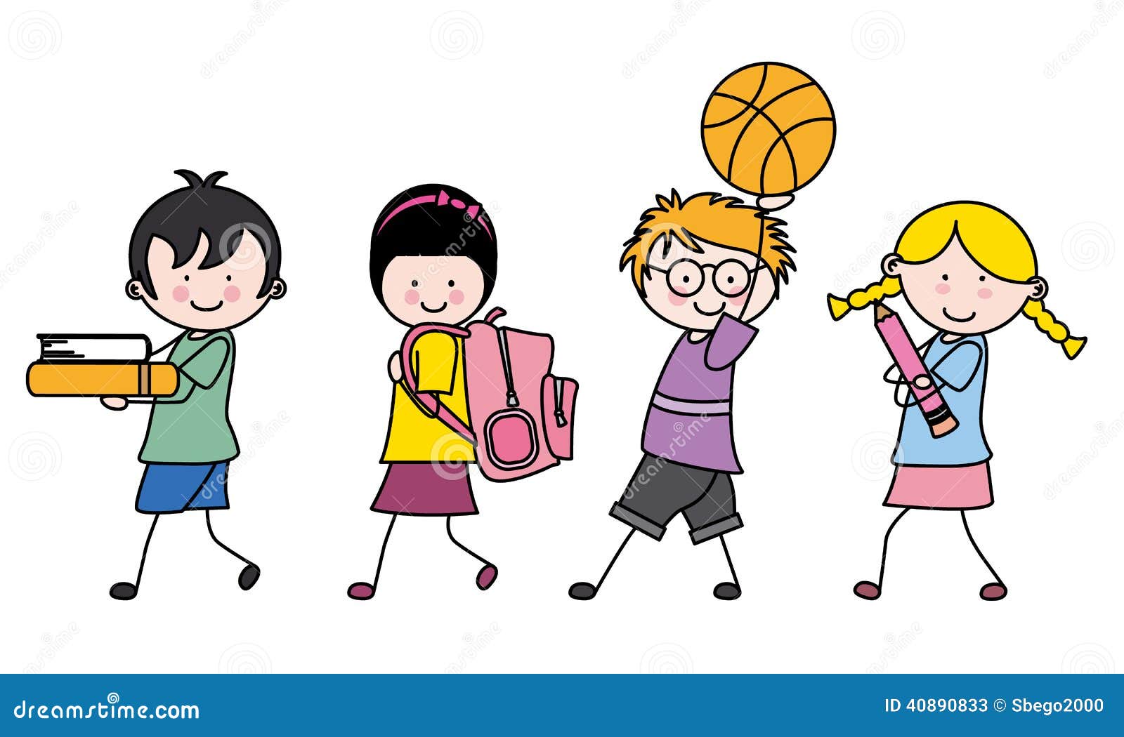 Enfants Allant A L Ecole Illustration De Vecteur Illustration Du Livres 4003