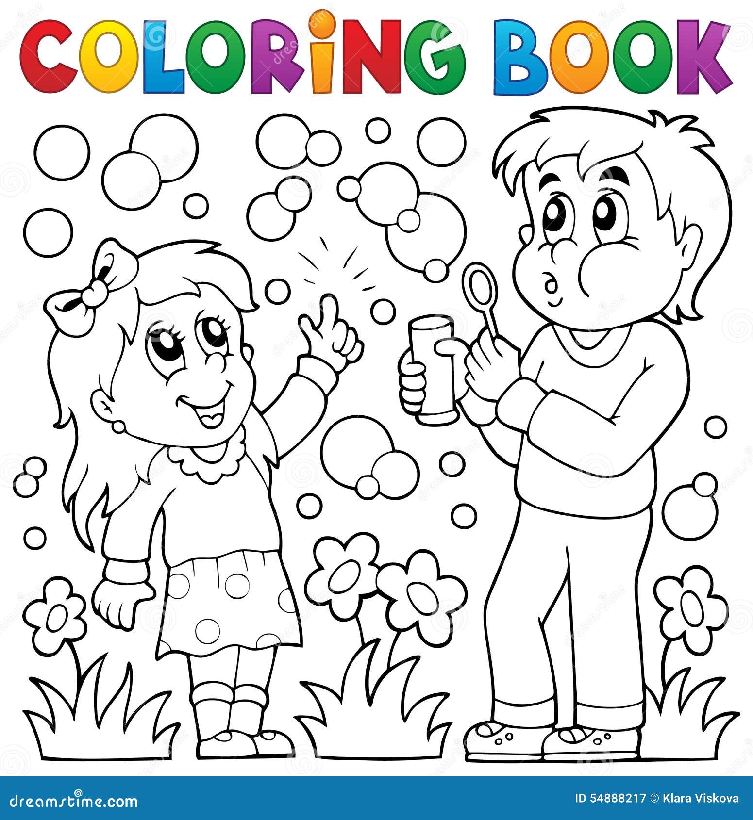 Enfants de livre de coloriage avec le kit de bulle