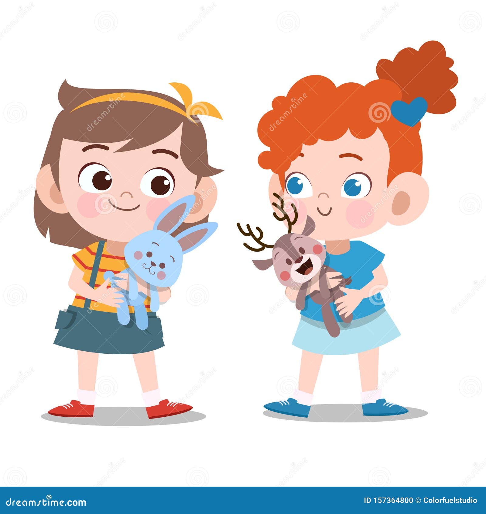 Enfants Filles Jouent Avec L Illustration Vectorielle De Poupee Isolee Illustration Stock Illustration Du Jouets Enfant