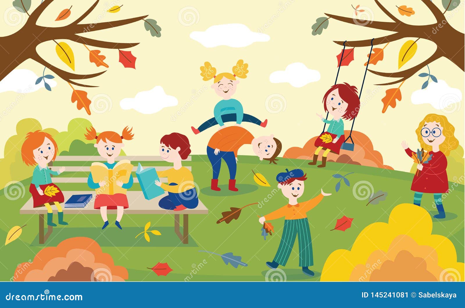 Cadre poster : Enfant jouant dans la nature en automne