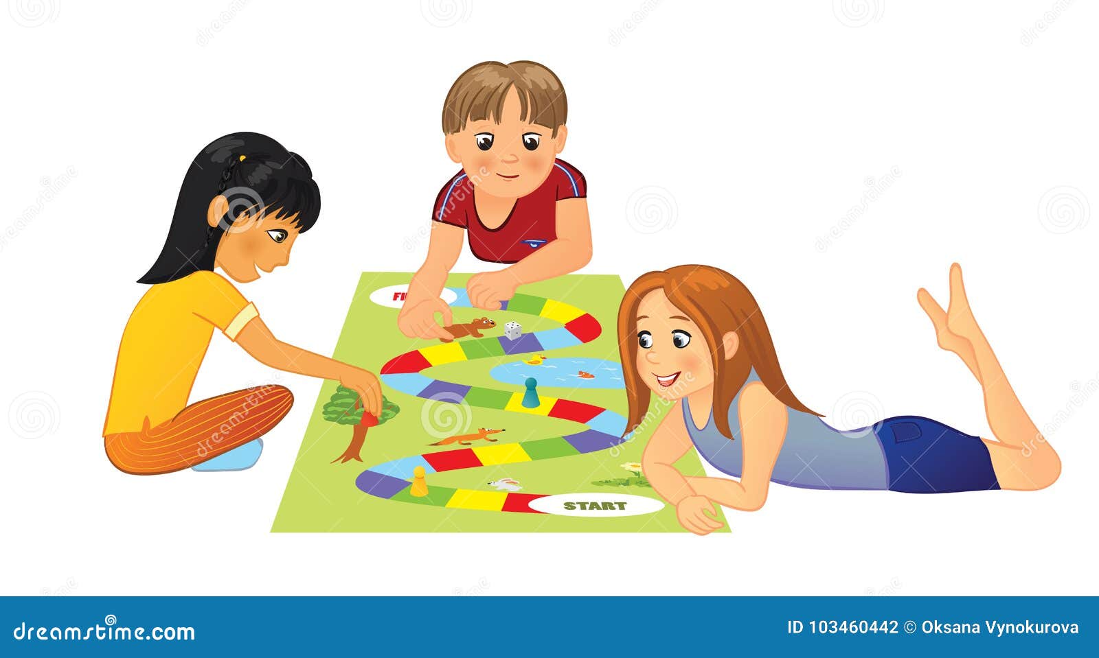 Enfants Jouant Le Jeu De Société Illustration de Vecteur - Illustration
