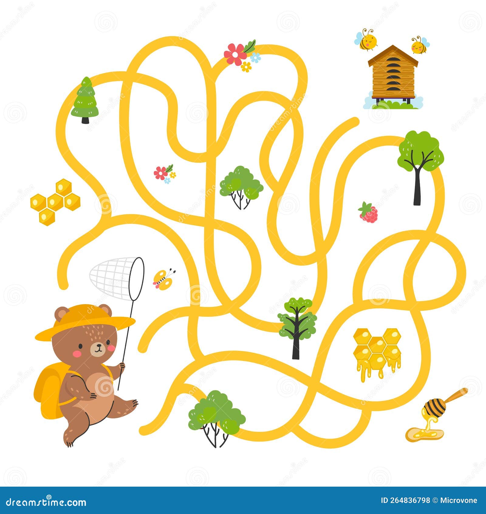 Enfants Labyrinthe Jeu Enfants Labyrinthe. Chemin Recherche D'art Graphique  Pour Enfant. Dessin De L'ours Sur La Forêt Trouver Des Illustration de  Vecteur - Illustration du illustration, mignon: 264836798