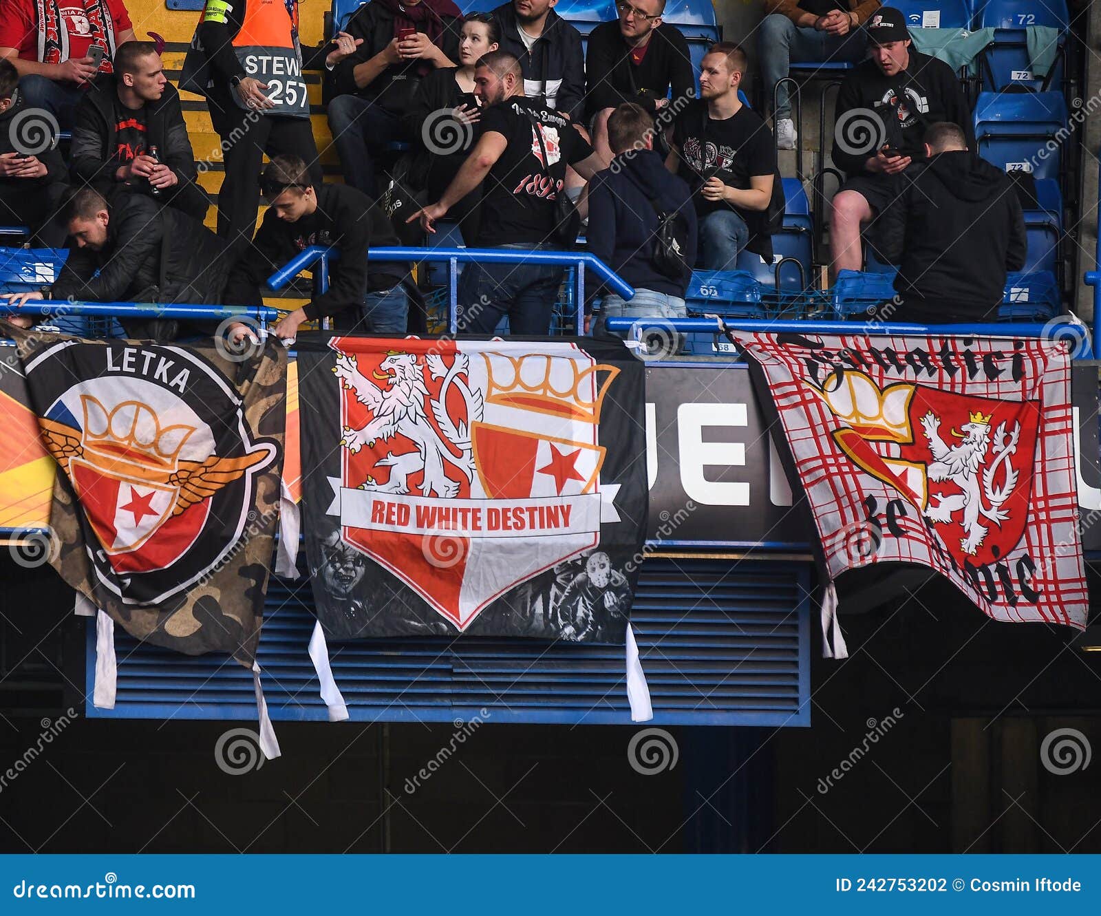 Slavia Prague Ultras in the Stands Editorial Photography - Image