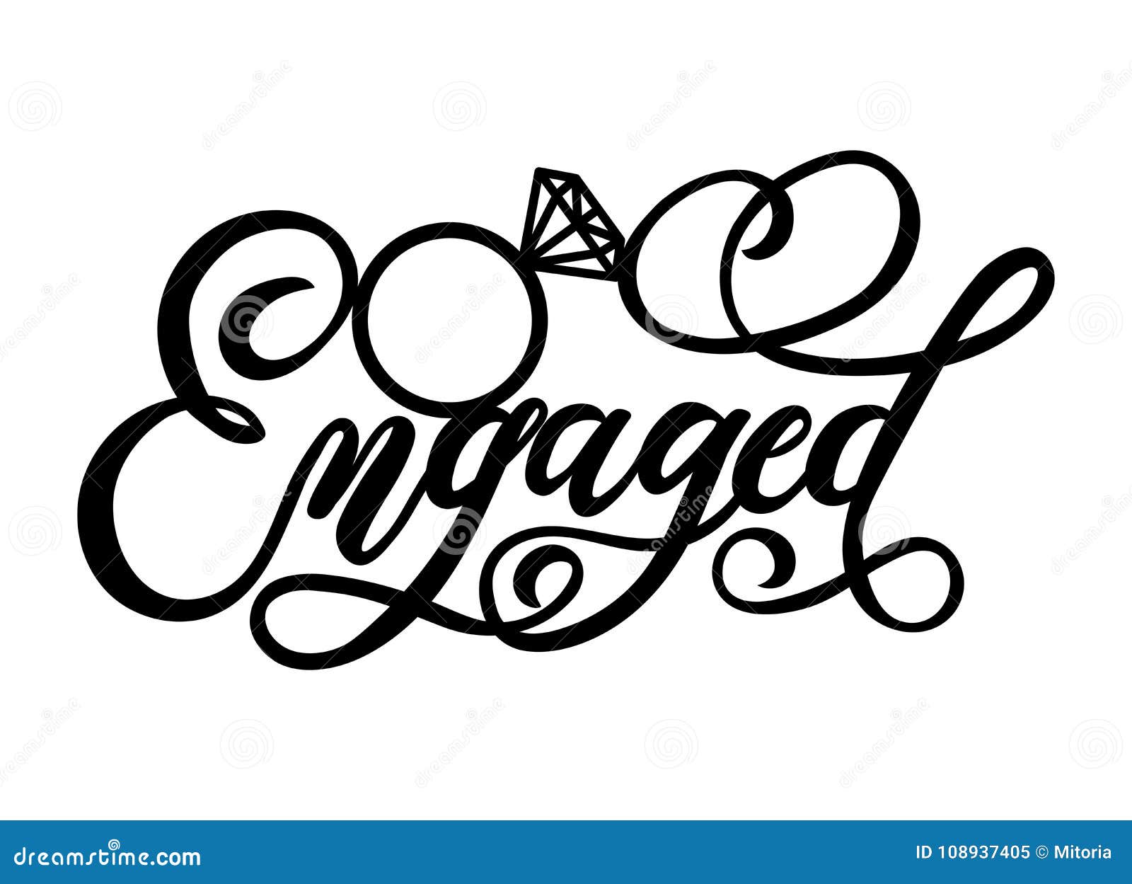 engaged lettering inscription with ring. wedding cake topper for