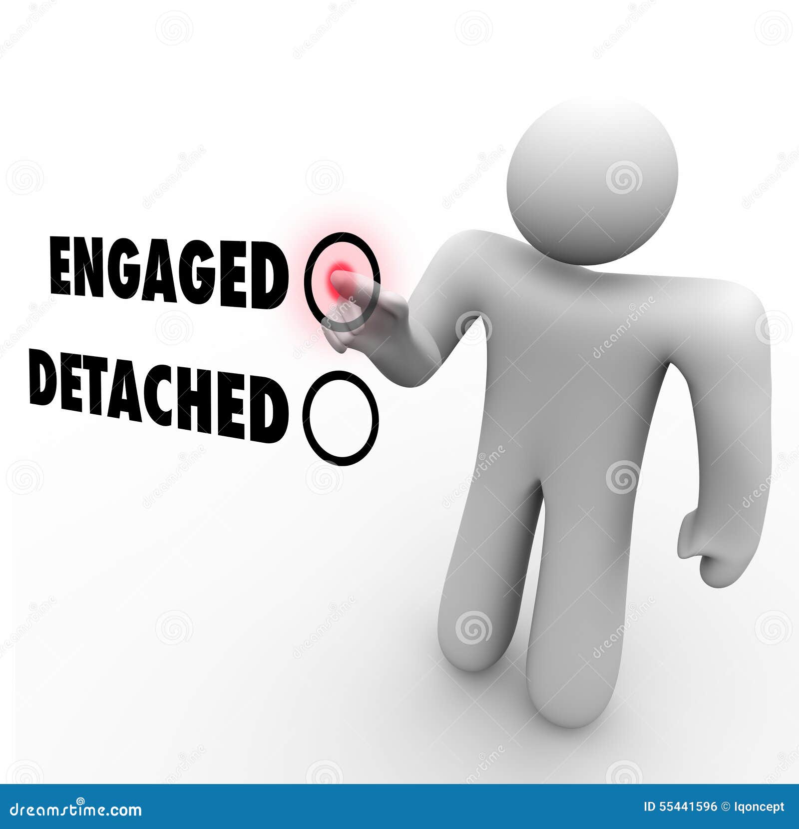 engaged vs detached person choosing interaction attitude