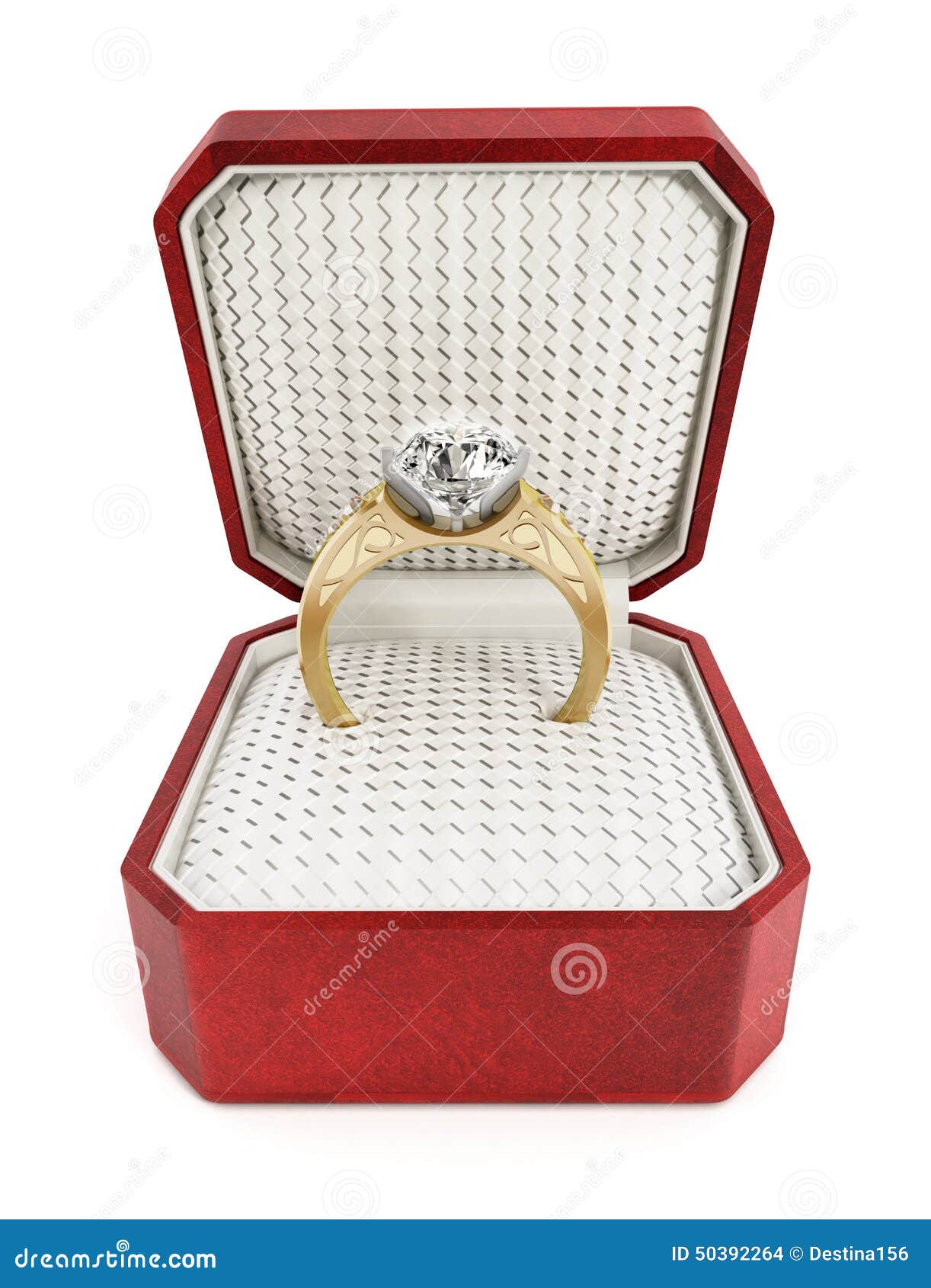 Engagement ring in the box stock illustration. Illustration of