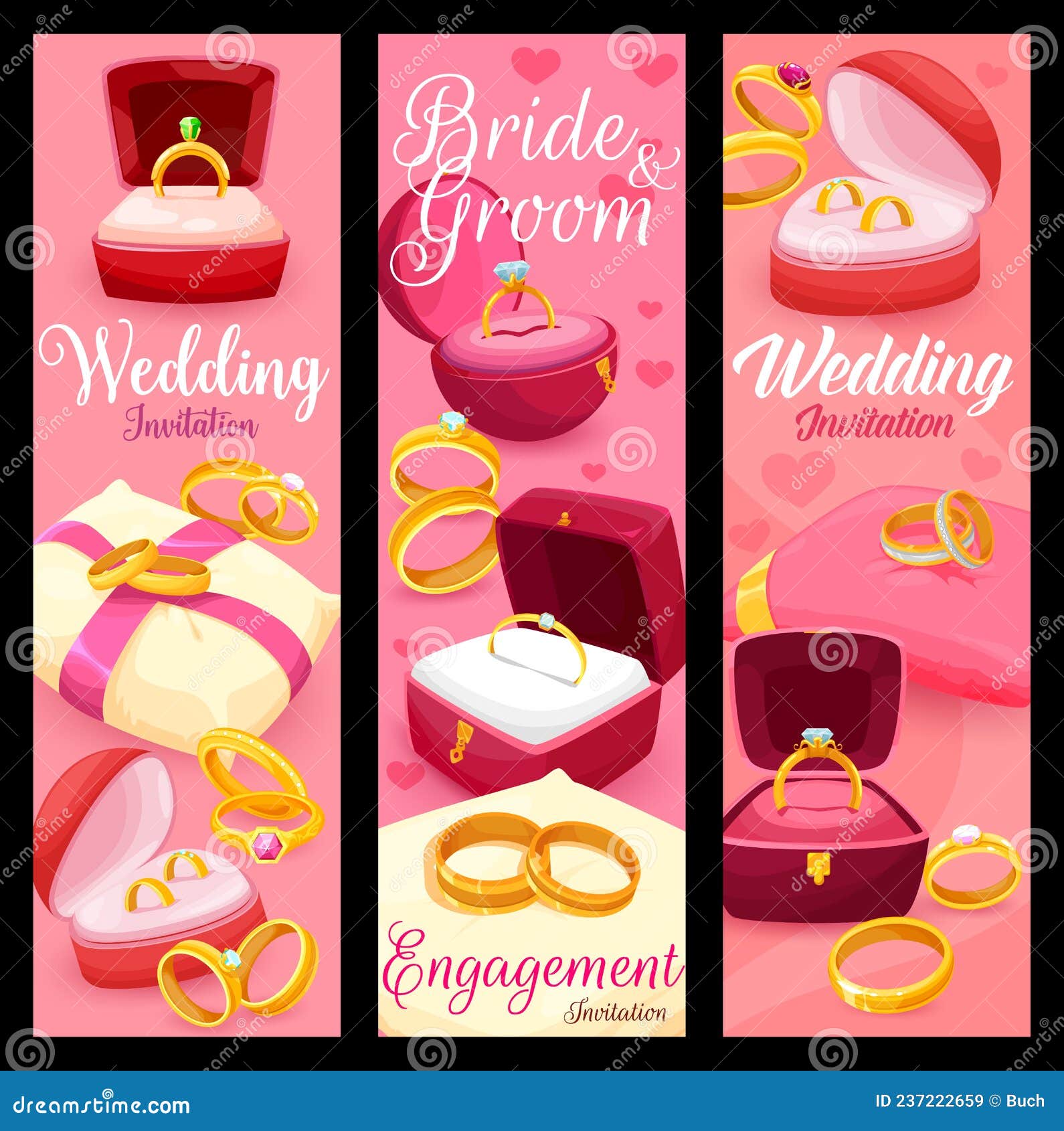 Gold wedding ring set ceremony and anniversary Vector Image