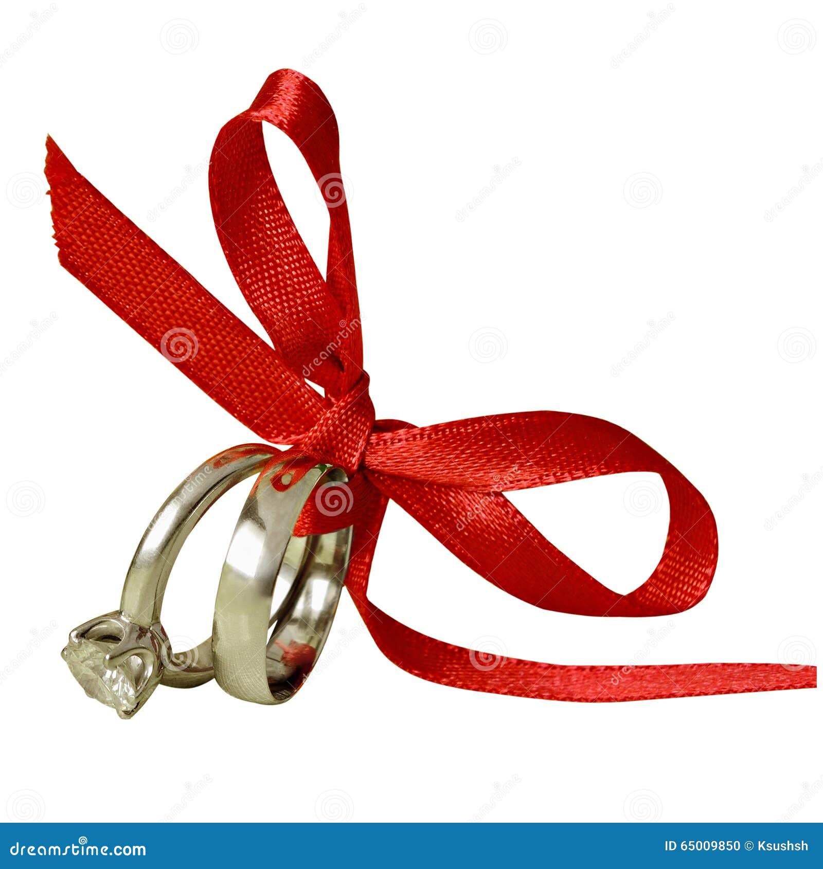 Free Vector  Wedding rings with red ribbon with editable text aisolated
