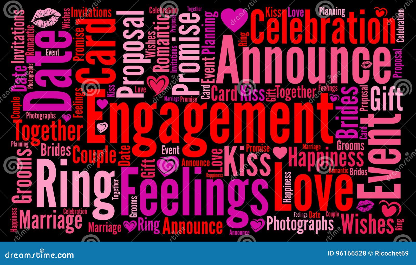 Words for Engagement cloud. Kiss text