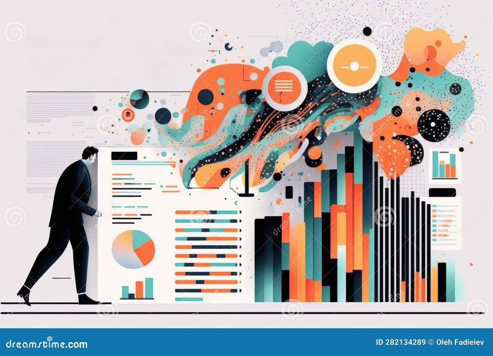 businessman looking at business charts and diagrams. concept of business analysis and planning