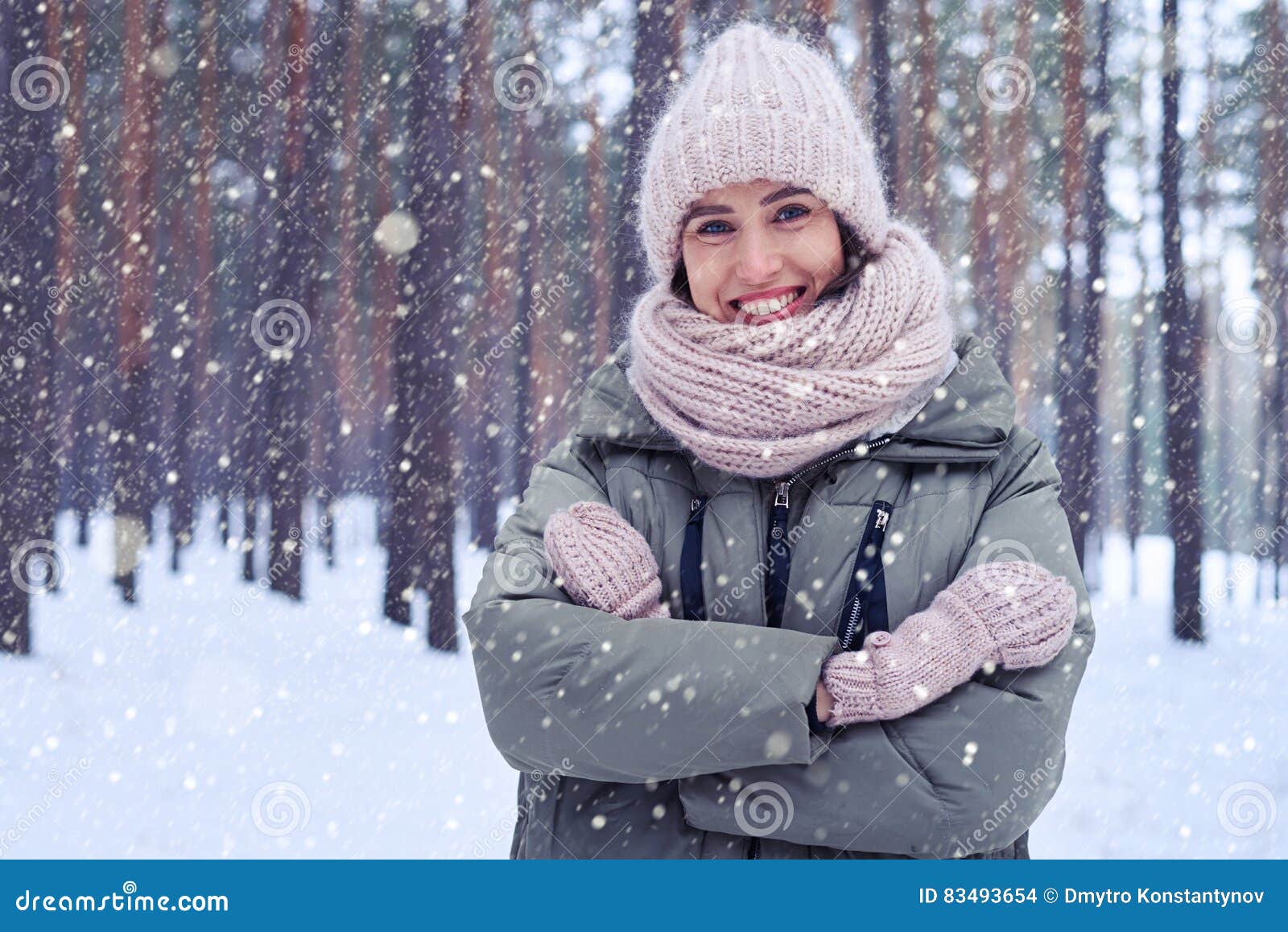 Engaging Smile of Beautiful Woman during the Outdoors Walk Under Stock ...