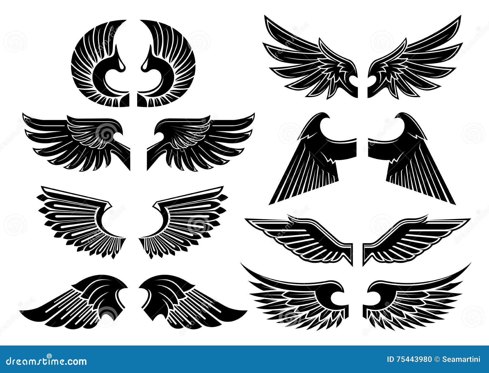 Engel Beflugelt Schwarze Heraldische Symbole Vektor Abbildung Illustration Von Getrennt Scheitel