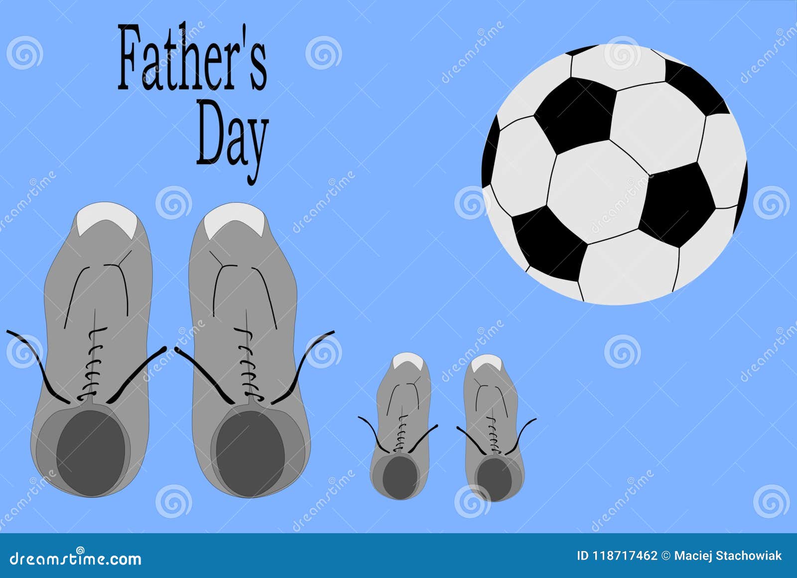 Engendre El Día Del ` S, Zapatos, Balón De Fútbol Stock de ilustración -  Ilustración de vector, fondo: 118717462