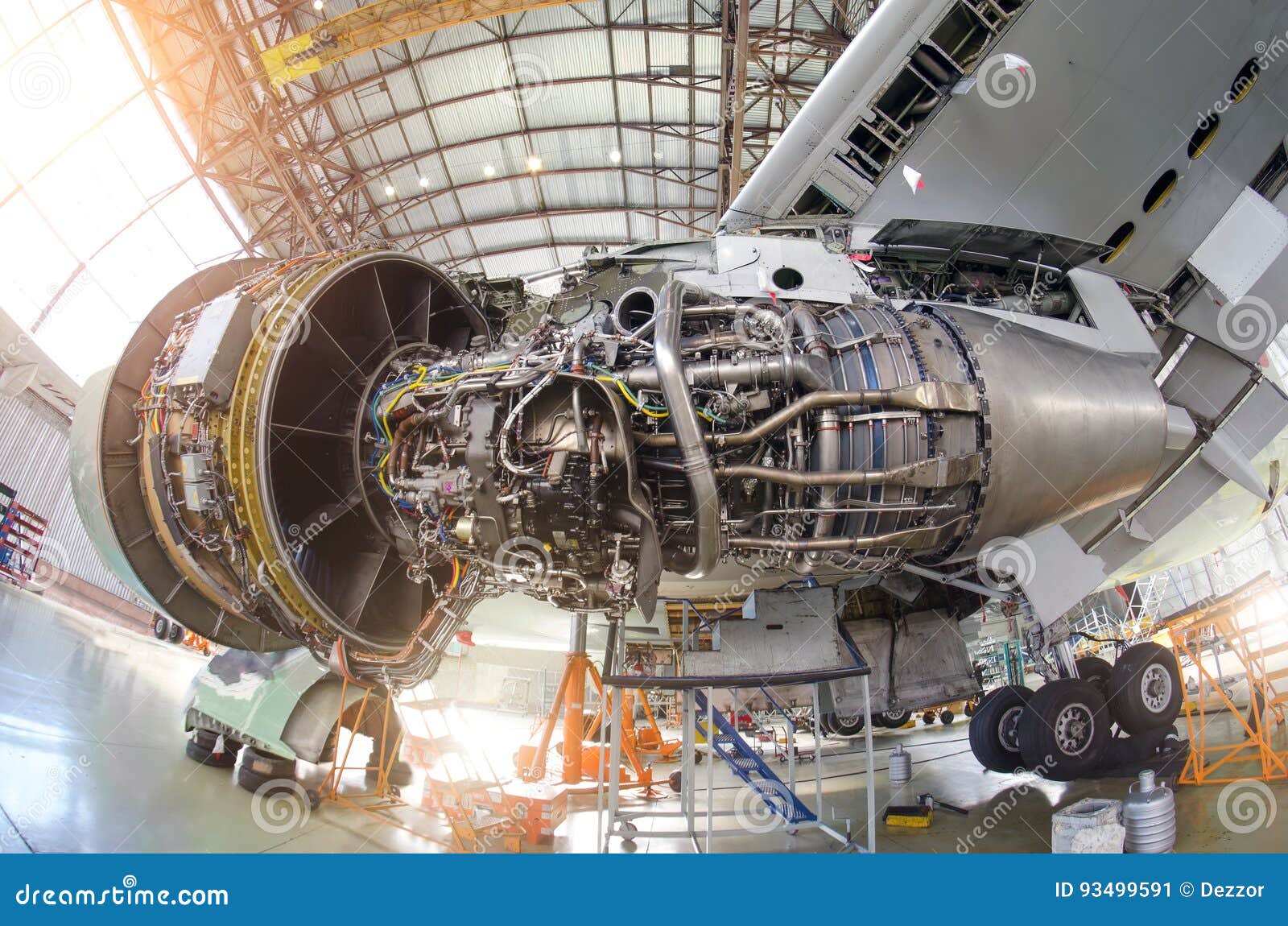 Engine Aircraft without a Hood, for Repair, Inspection. Stock Image