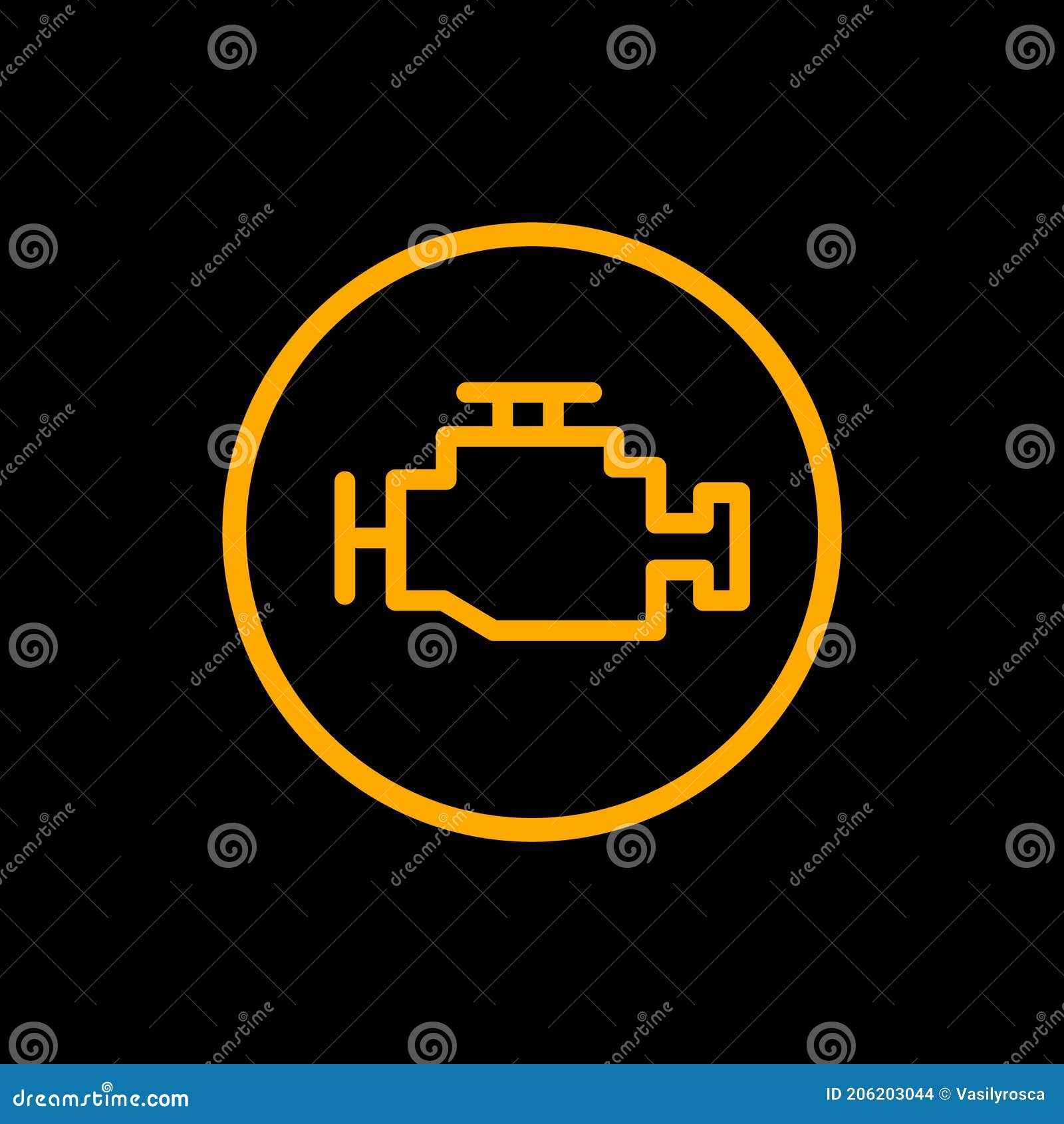 Engine Car Check Icon. Car Vector Dashboard Engine Silhouette Alert