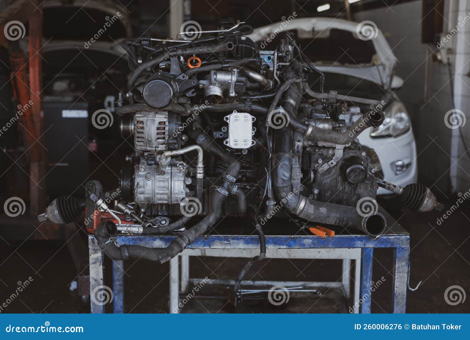 An Engine in a Car Repair Garage Stock Photo Image of profession