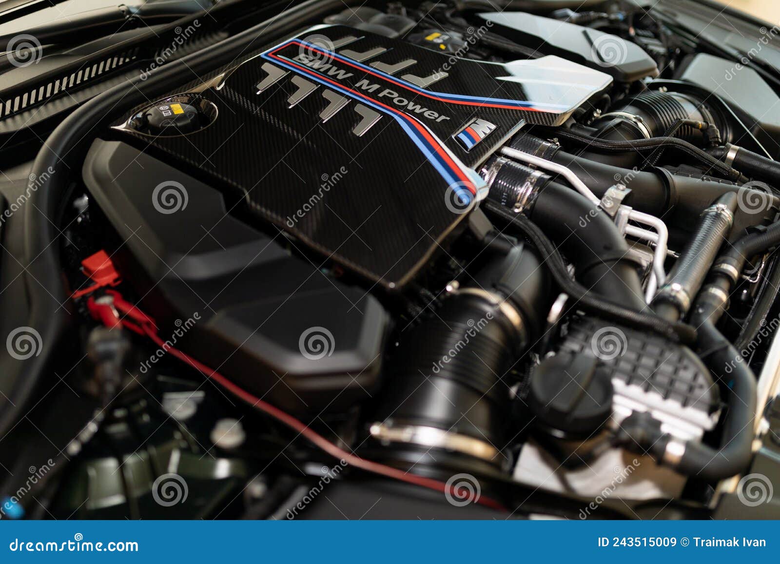 Engine Compartment of a BMW Car with a Powerful Engine Editorial Stock