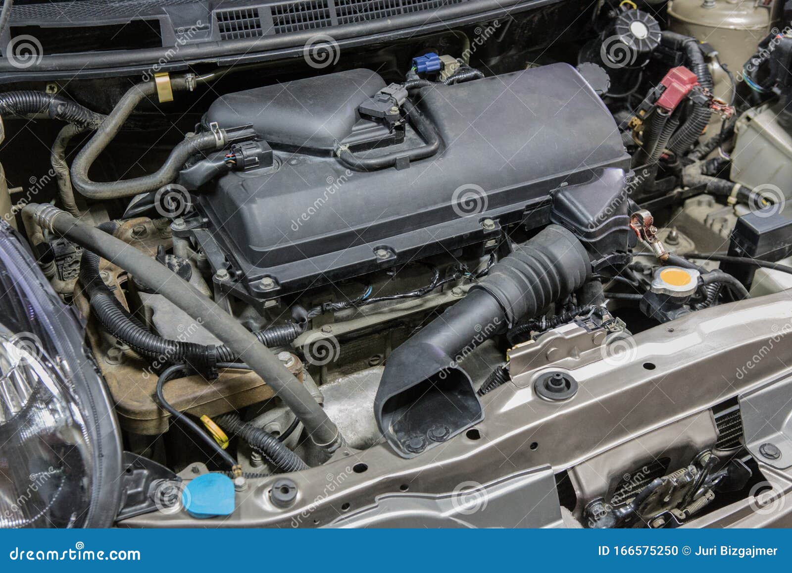 Engine and Engine Compartment of the Car Stock Photo Image of broken