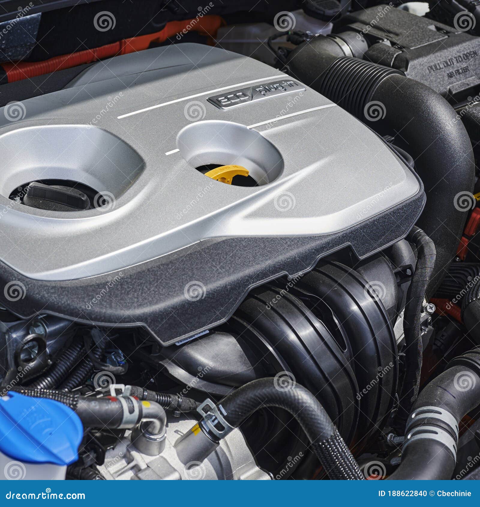 Engine Compartment of a P Car with Various Components Editorial Image