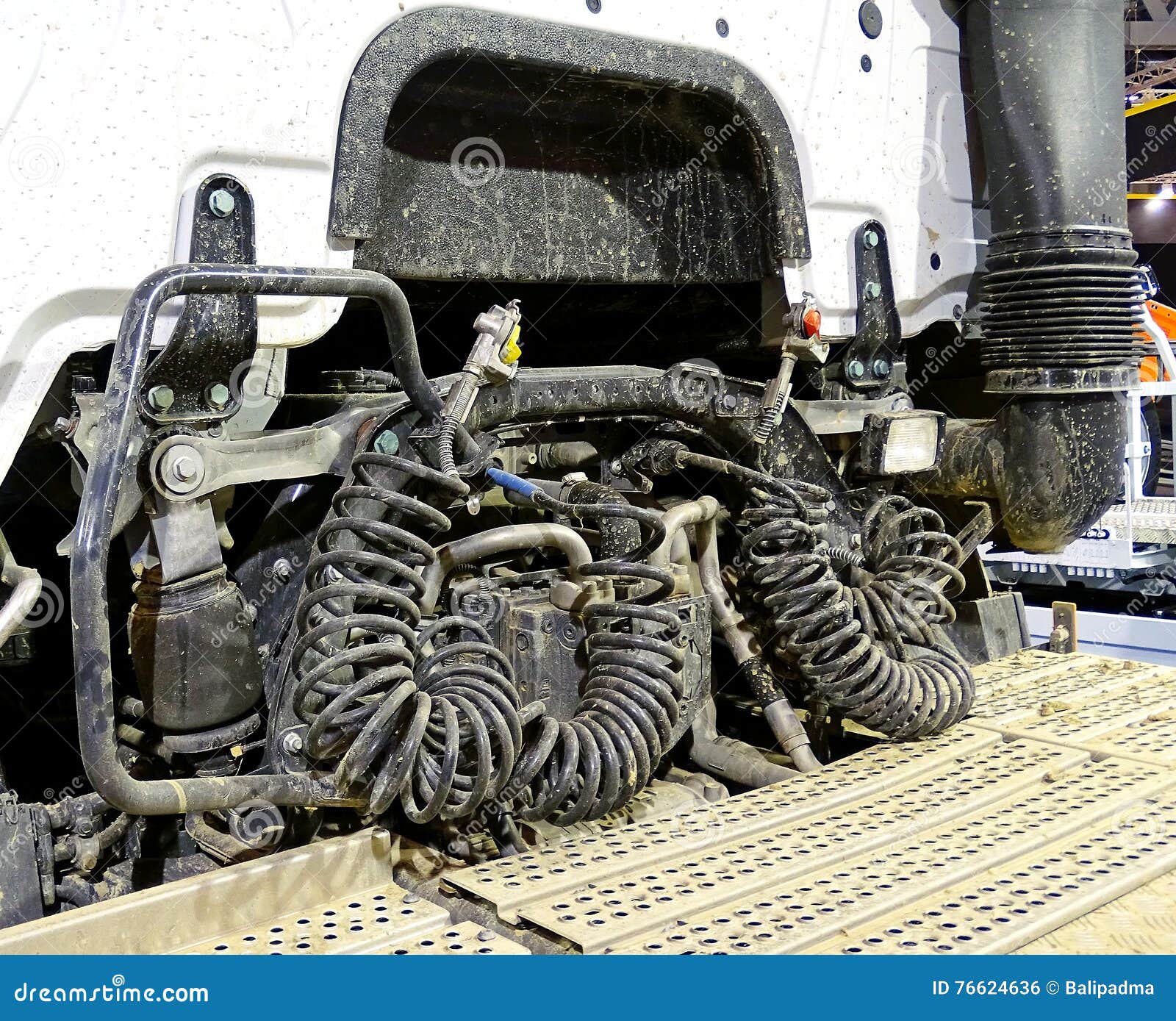 Engine and Compressed Air Hoses of a Truck Stock Photo Image of