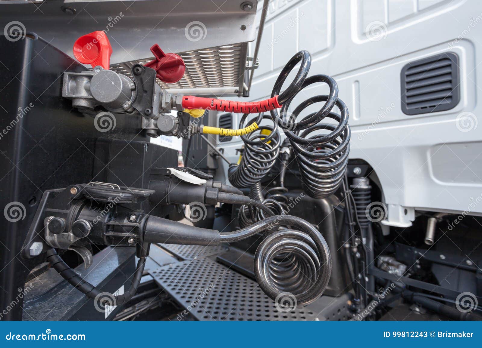 Engine and Compressed Air Hoses of a Truck. Stock Image Image of