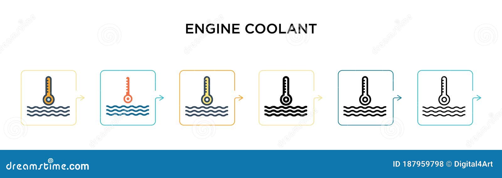 Engine Coolant Vector Icon in 6 Different Modern Styles. Black, Two