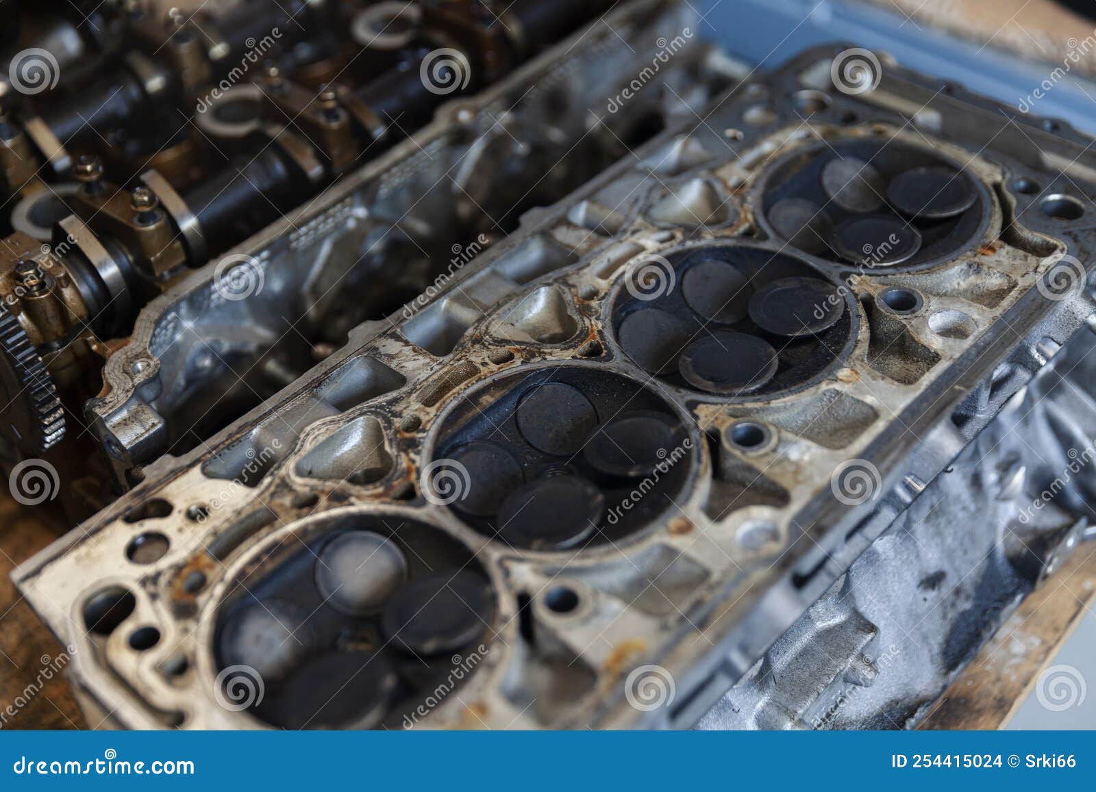 Engine head with valves stock photo. Image of auto, 254415024