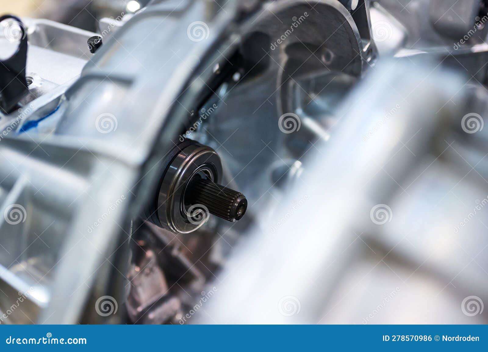 Engine Housing for Flywheel and Clutch Basket at Assembling Stock Photo