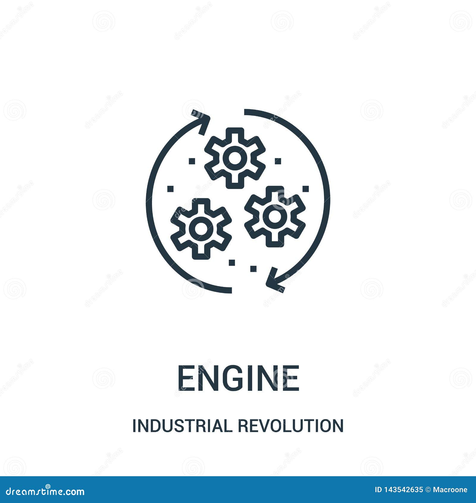 Engine Icon Vector from Industrial Revolution Collection. Thin Line