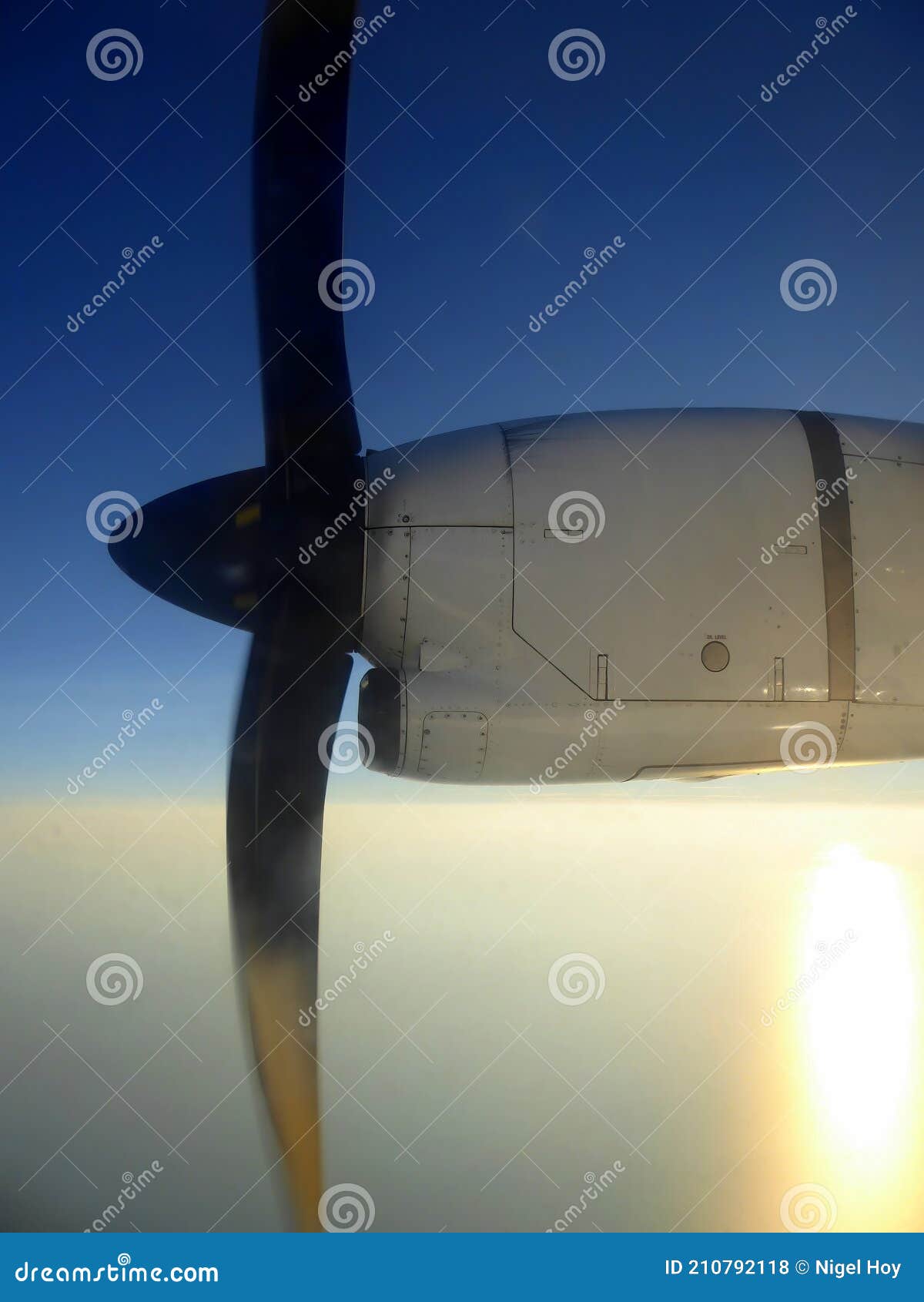 Engine Nacelle on Propeller Aircraft in Flight Stock Photo Image of