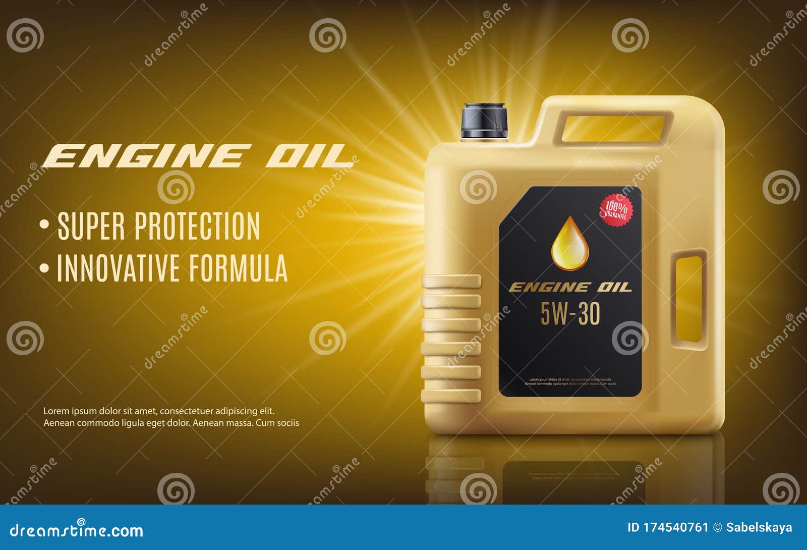 Engine Oil Ad Poster Mockup With Realistic Golden Machine Oil Canister Stock Vector ...