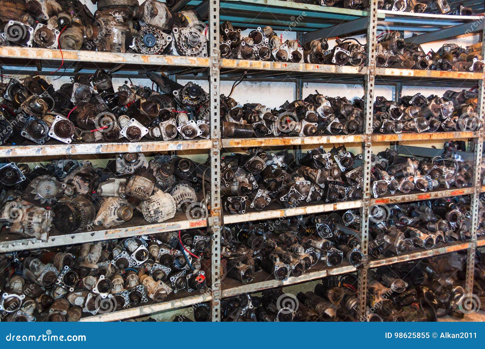 Engine Parts in a Car Breakers Shelf Stock Image Image of closeup