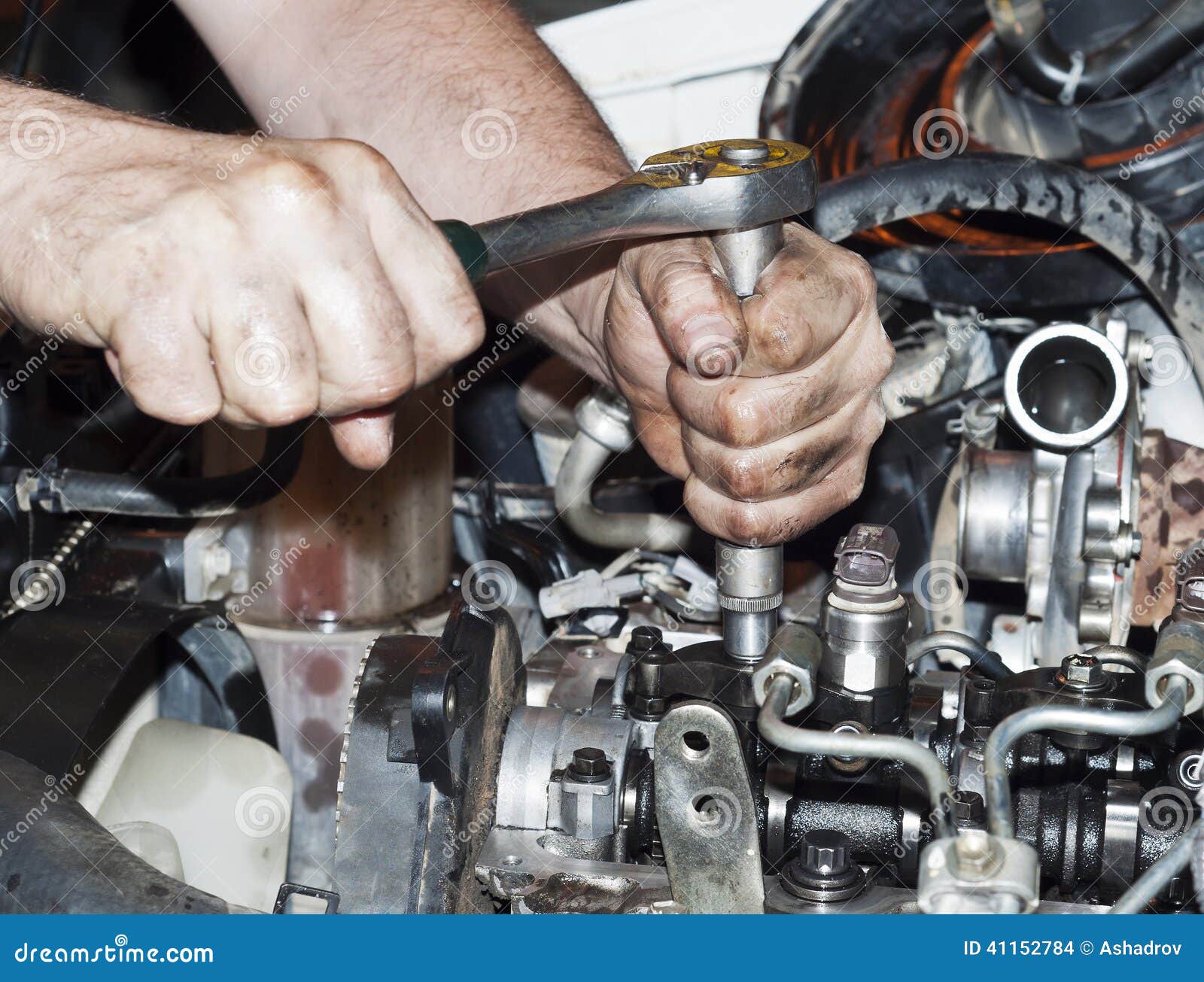 Engine Repair. the Tool in Hands Stock Photo Image of charge, garage