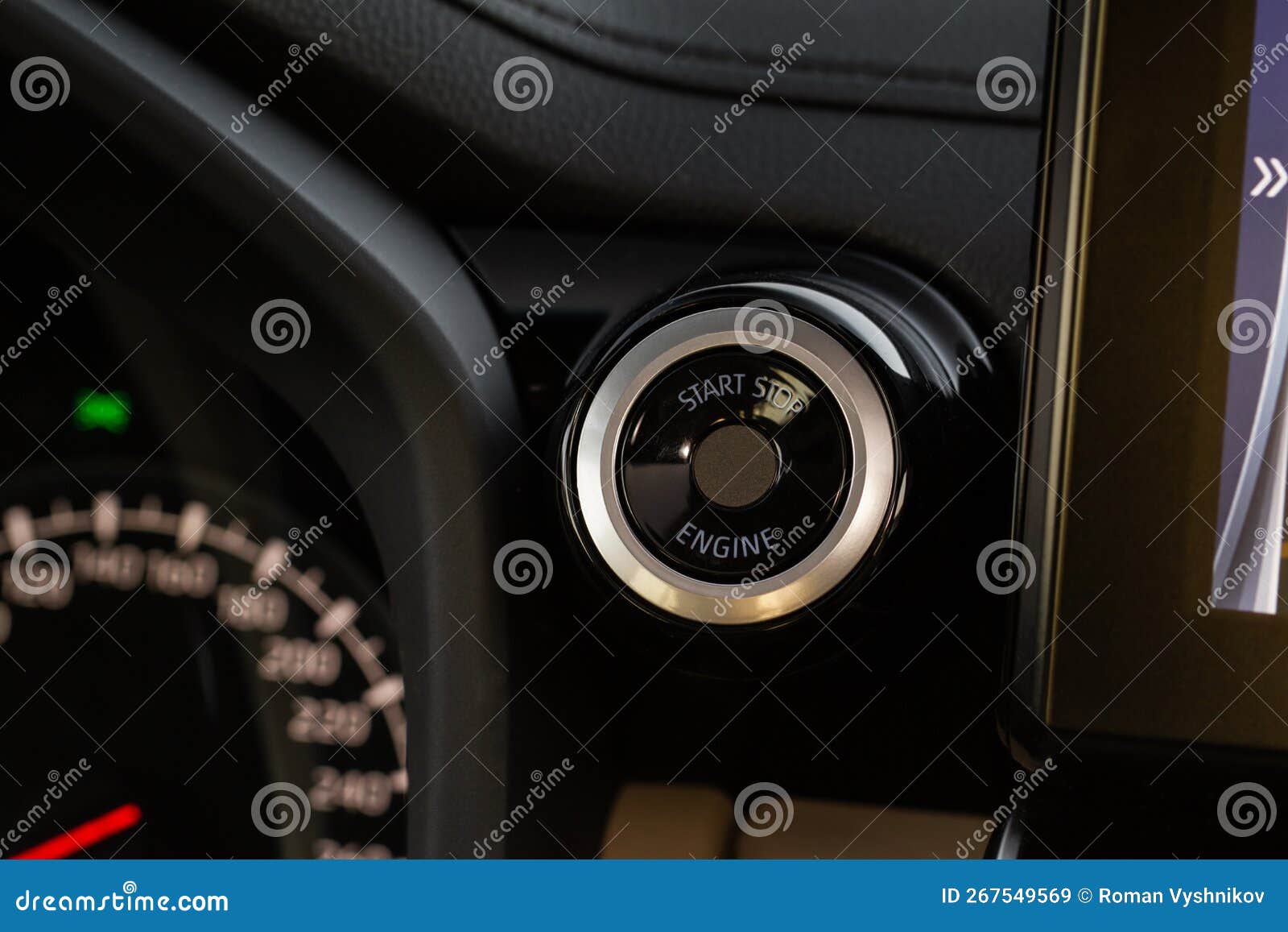 Engine Start Button with Fingerpint Close Up. Stock Image Image of