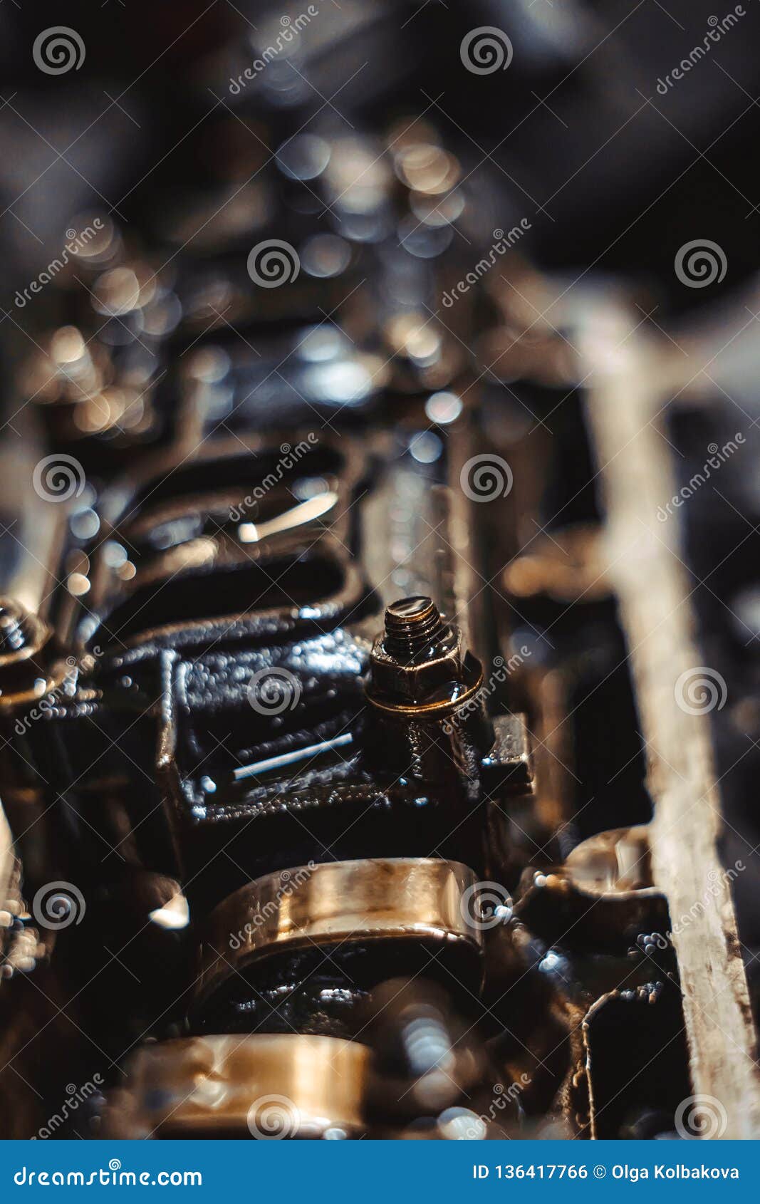 Engine valve in oil stock photo. Image of detail, move 136417766