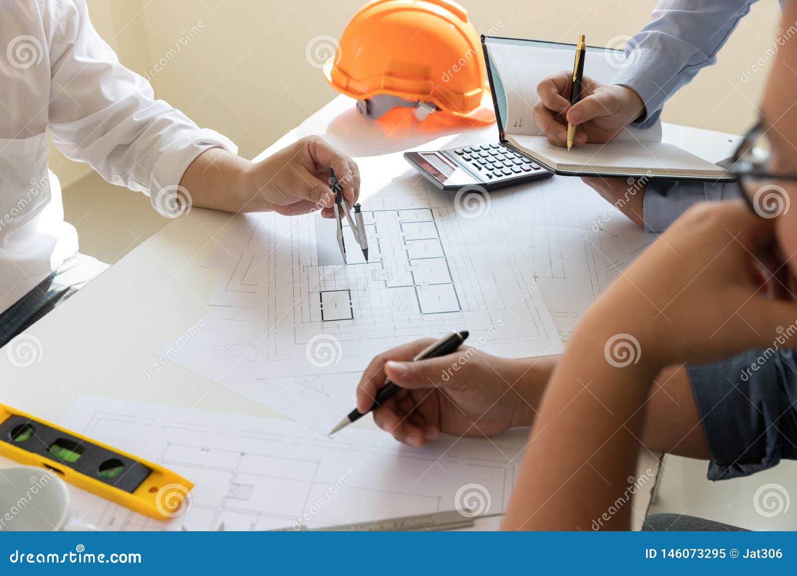 Engineer and Architect Concept, Engineer Architects Office Team Working