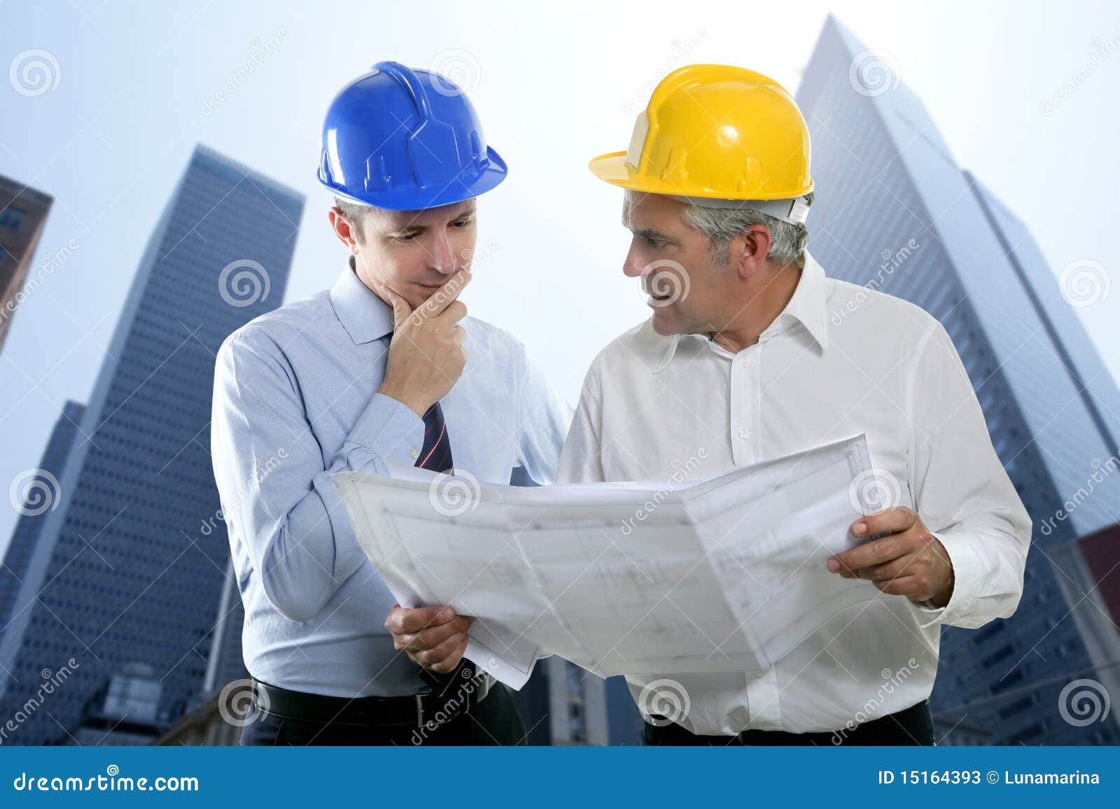 engineer architect two expertise team plan hardhat