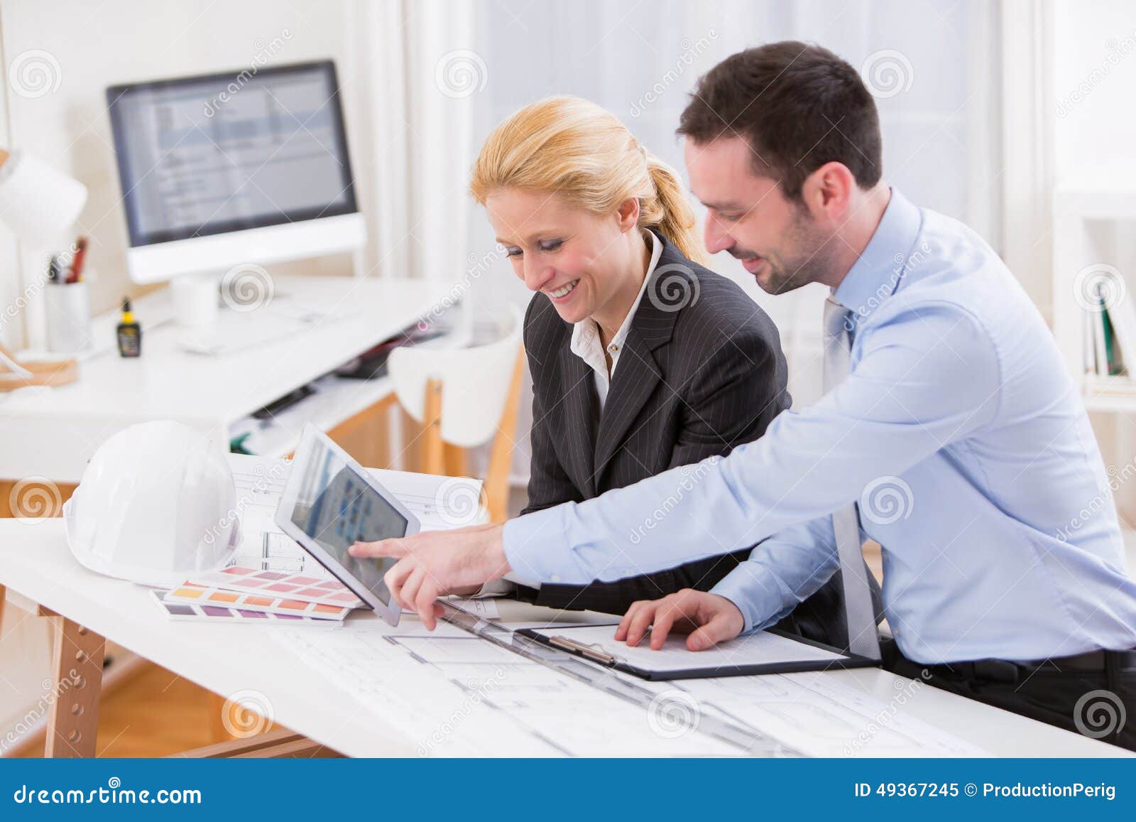 Engineer and Architect Working at the Office Stock Image Image of