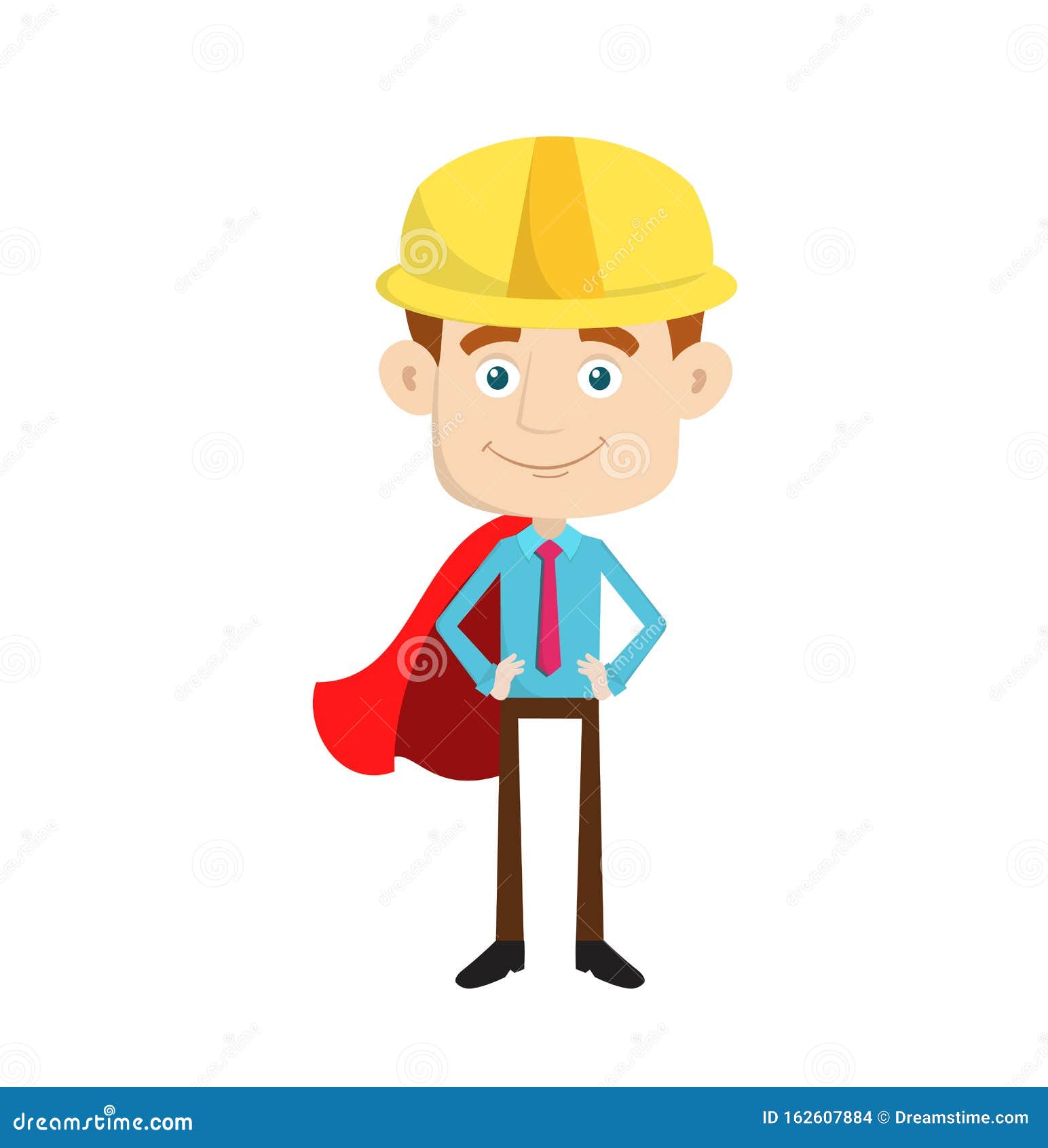 Engineer Builder Architect in Super Hero Costume Stock Vector