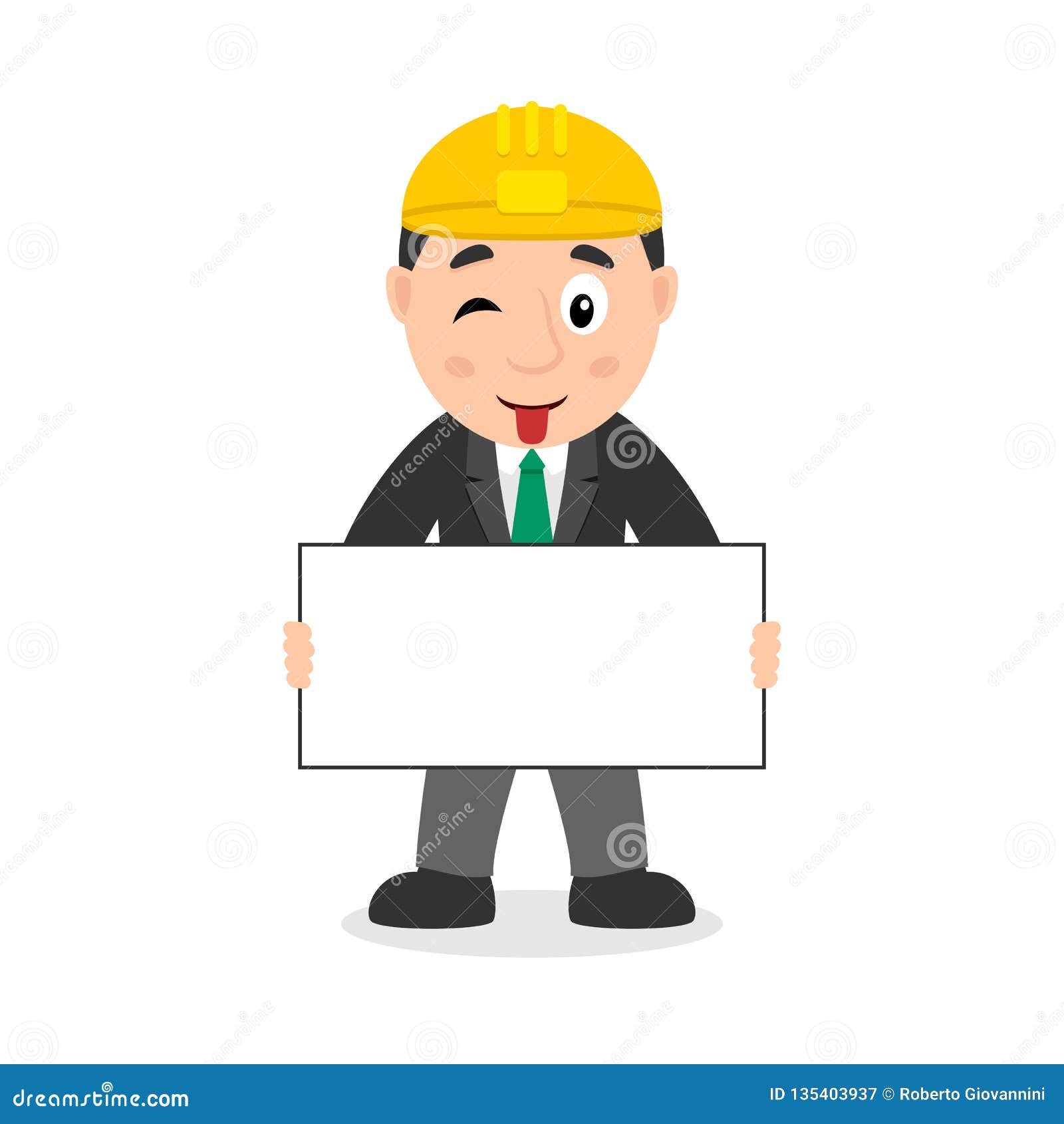 Engineer Character with Blank Banner Stock Vector - Illustration of work,  child: 135403937