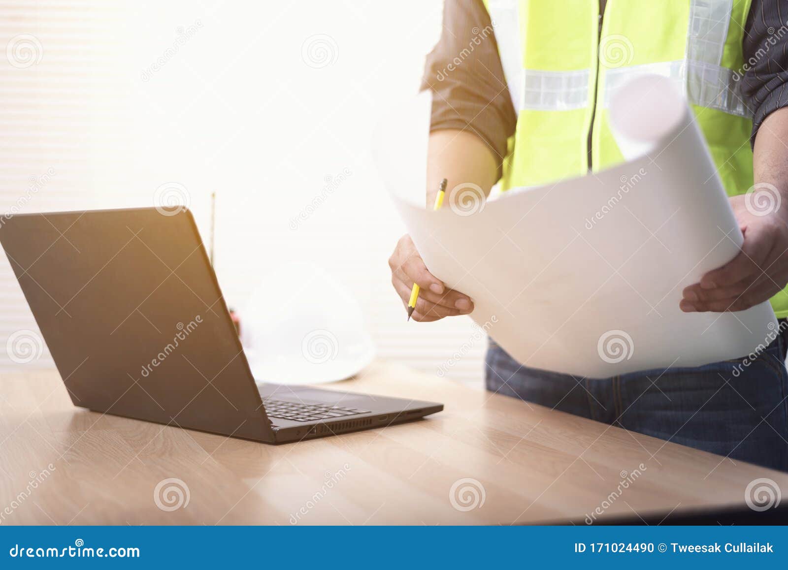 The Engineer is Checking Drawing Stock Photo Image of railroad